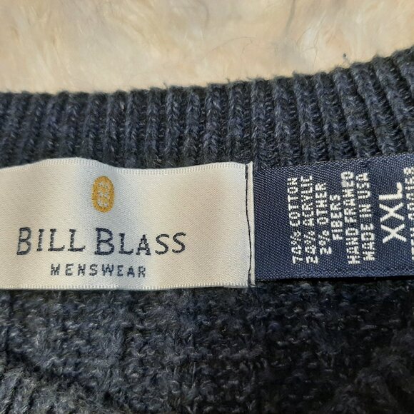 Vintage Bill Blass Mans Wool Blend Navy Blue Knit Pullover Sweater Size XXL - Picture 6 of 7